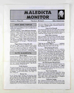 Maledicta Monitor Number 6 Winter 1991, by Reinhold Aman  