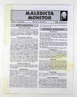 Maledicta Monitor Number 7 Spring 1992, by Reinhold Aman  