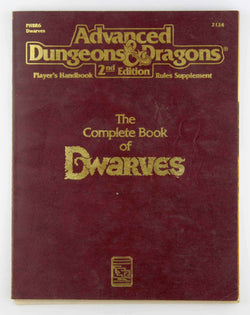 AD&D 2e The Complete Book of Dwarves Fair+, by Bambra, et al  